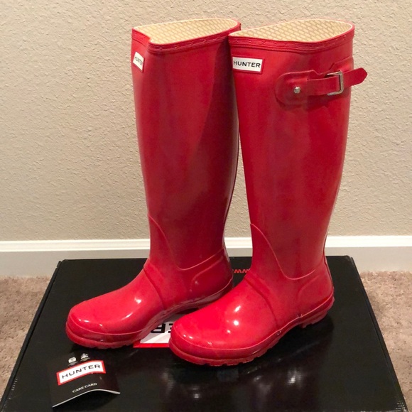 Hunter Rain Boots Red Gloss Tall Original - Picture 2 of 5